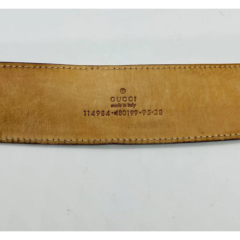 Gucci Belt White Green Red Stripe Interlocking GG Buckle Size 95cm 38 (Fits 36)
